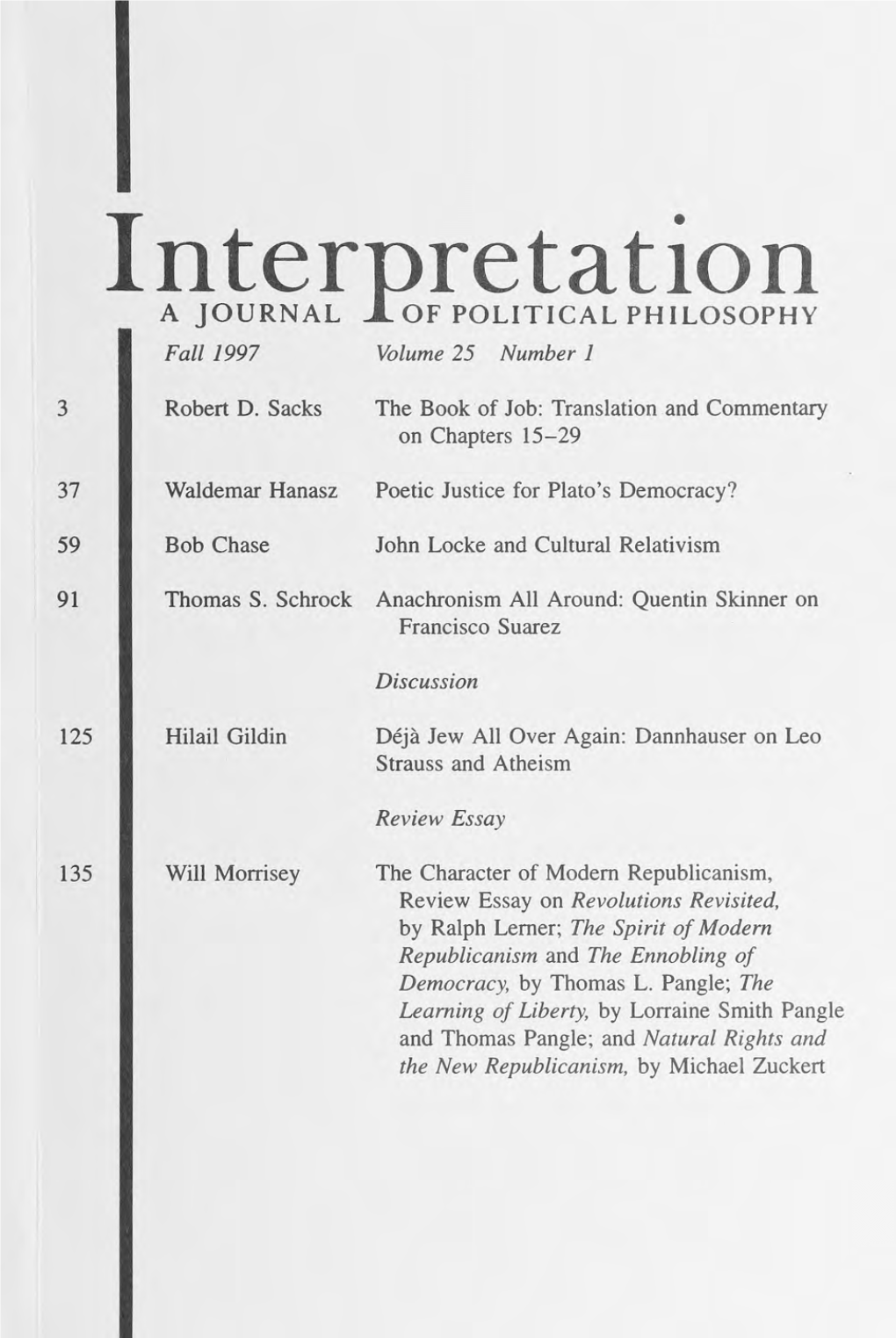 Interpretation: a Journal of Political Philosophy