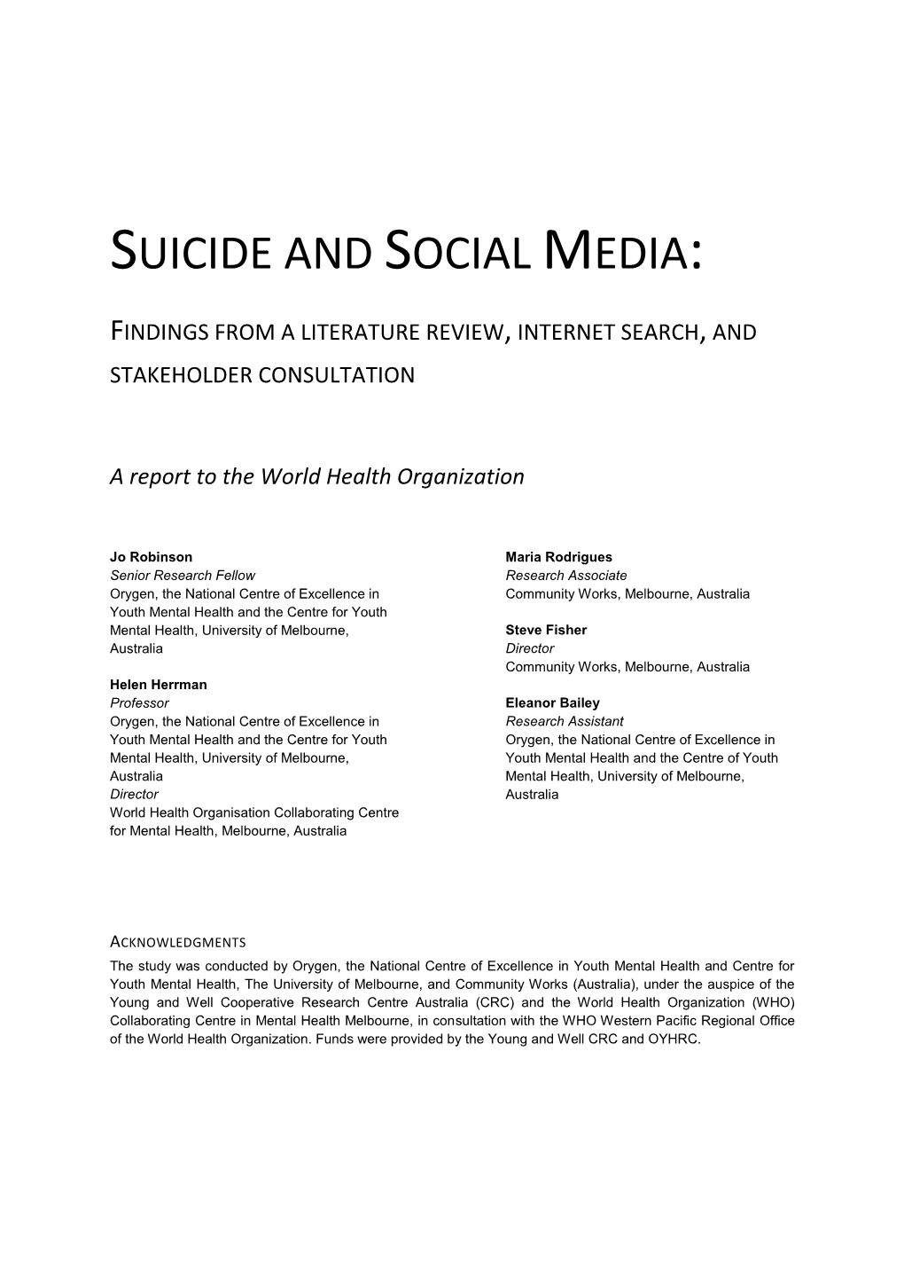 Suicide and Social Media