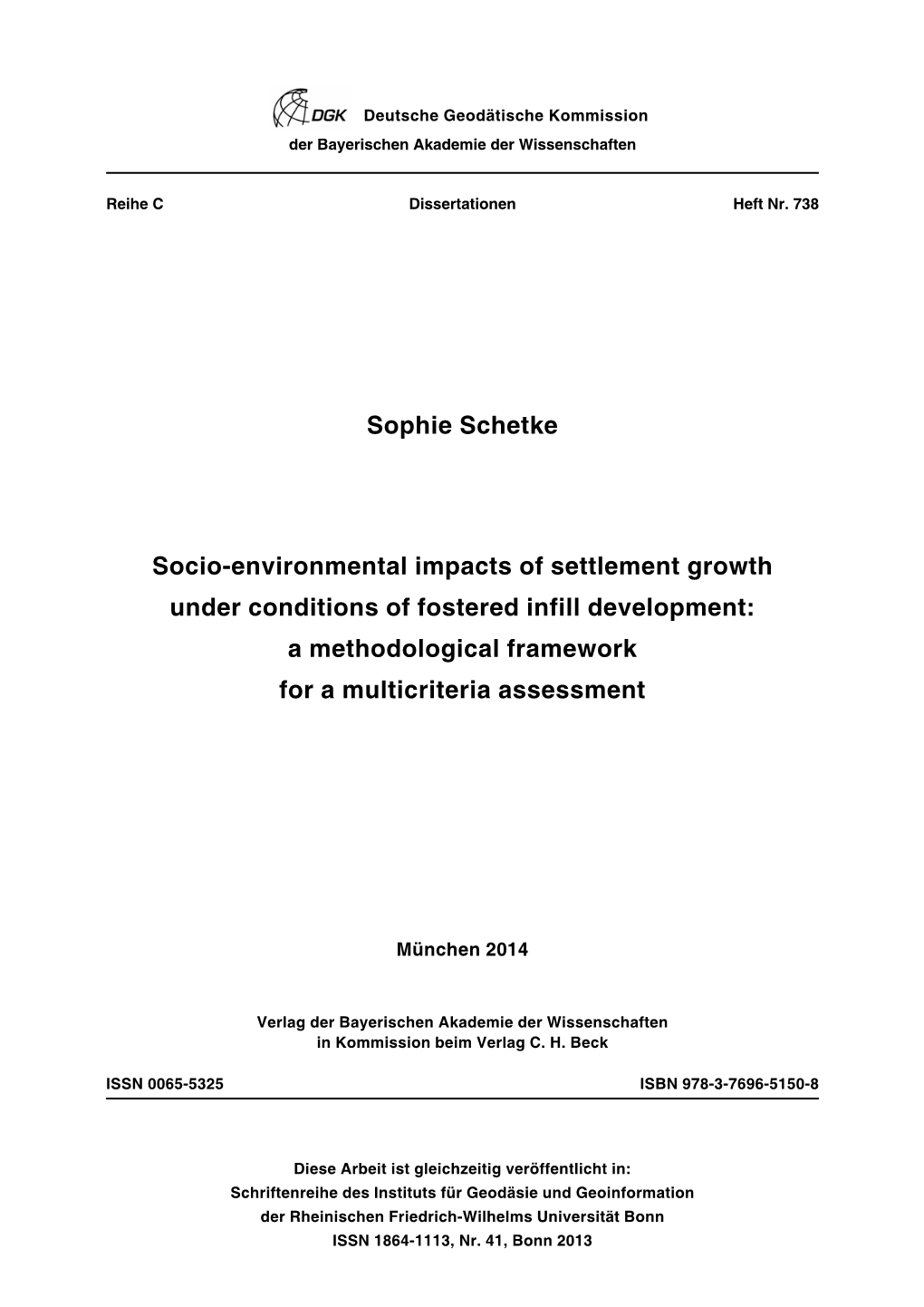 Sophie Schetke Socio-Environmental Impacts of Settlement Growth Under