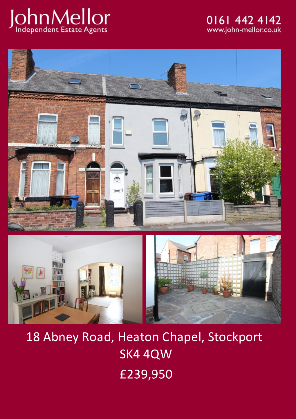 18 Abney Road, Heaton Chapel, Stockport SK4 4QW £239,950