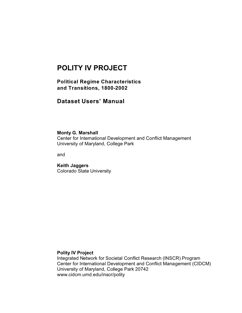 Polity Iv Project