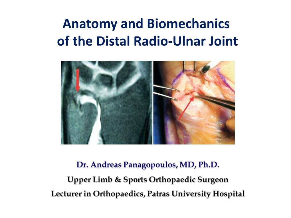 Anatomy and Biomechanics of the Distal Radio-Ulnar Joint Contents