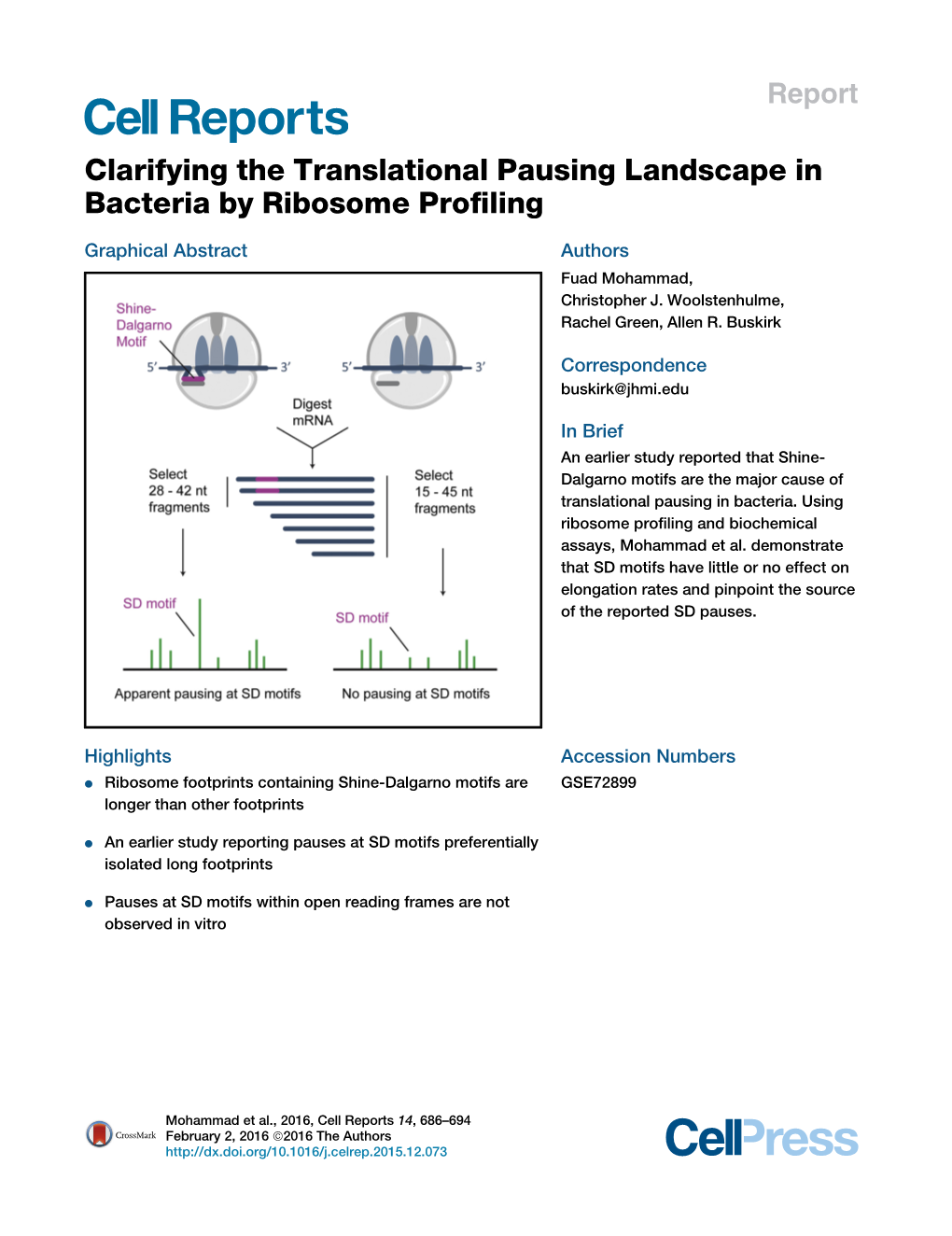 Clarifying the Translational Pausing Landscape in Bacteria by Ribosome Proﬁling