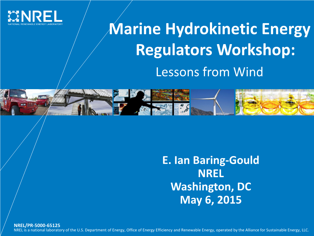 Marine Hydrokinetic Energy Regulators Workshop: Lessons from Wind