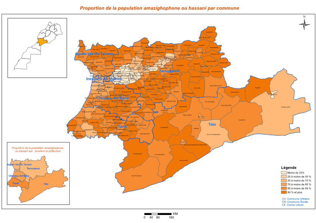 Proportion De La Population Amazighophone Ou Hassani Par Commune Ü Toubkal(CR)