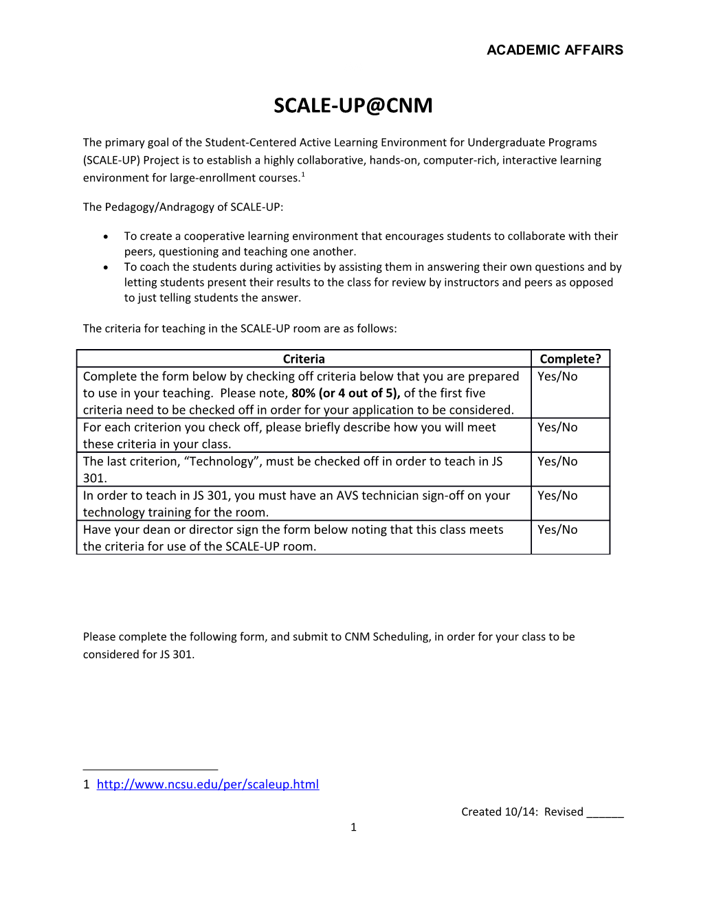 The Pedagogy/Andragogy of SCALE-UP