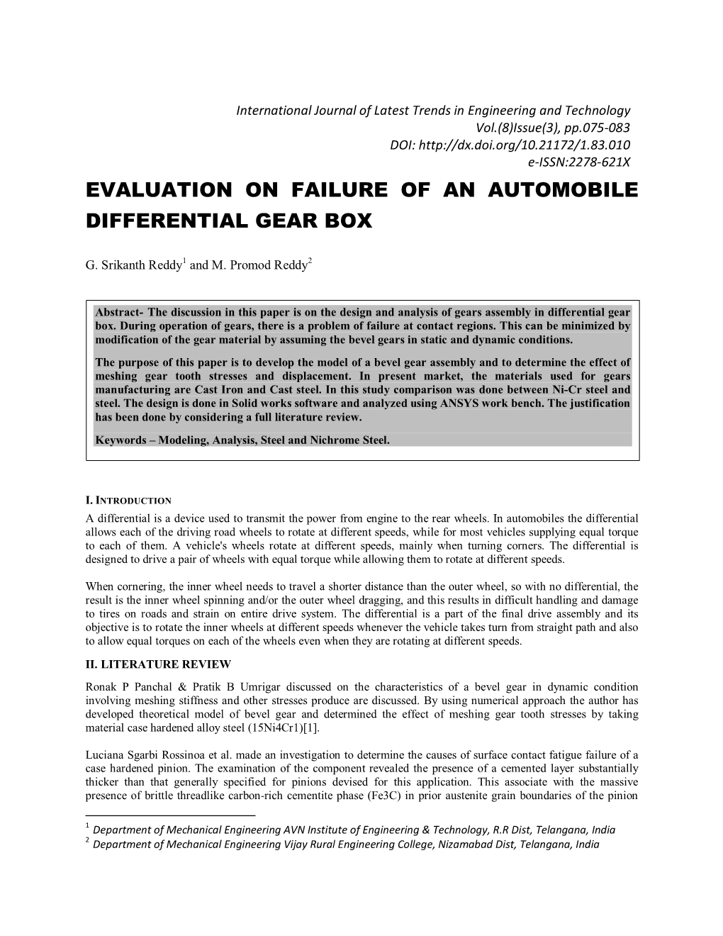 Evaluation on Failure of an Automobile Differential Gear Box