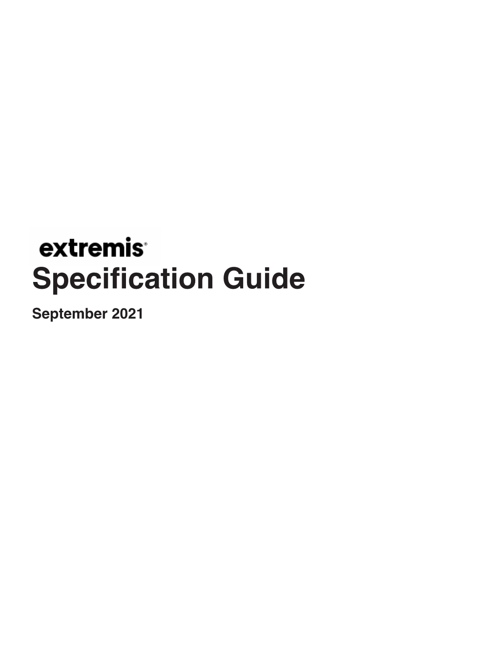 Specification Guide September 2021 Extremis Table of Contents