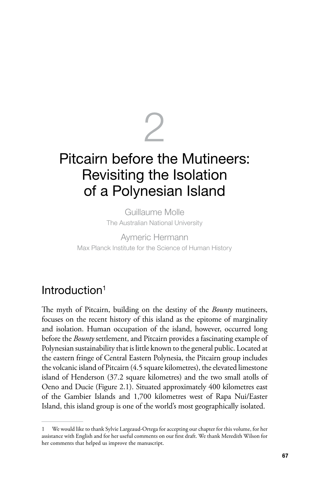 2. PITCAIRN BEFORE the MUTINEERS Discussed from a Long-Term Historical Perspective