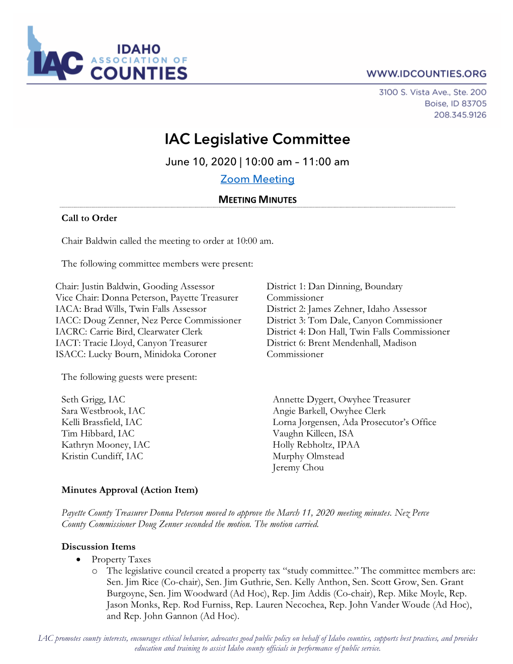 Legislative Committee Minutes 6/10/2020