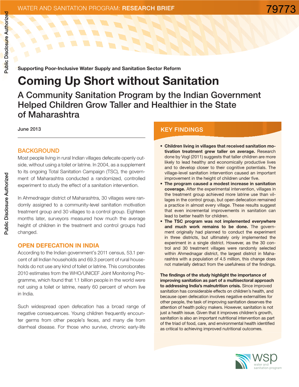 Coming up Short Without Sanitation a Community Sanitation Program by the Indian Government Helped Children Grow Taller and Healthier in the State of Maharashtra