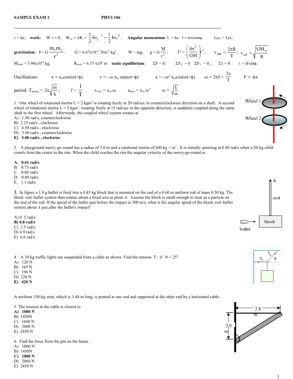 Sample Exam 2 Phys 106