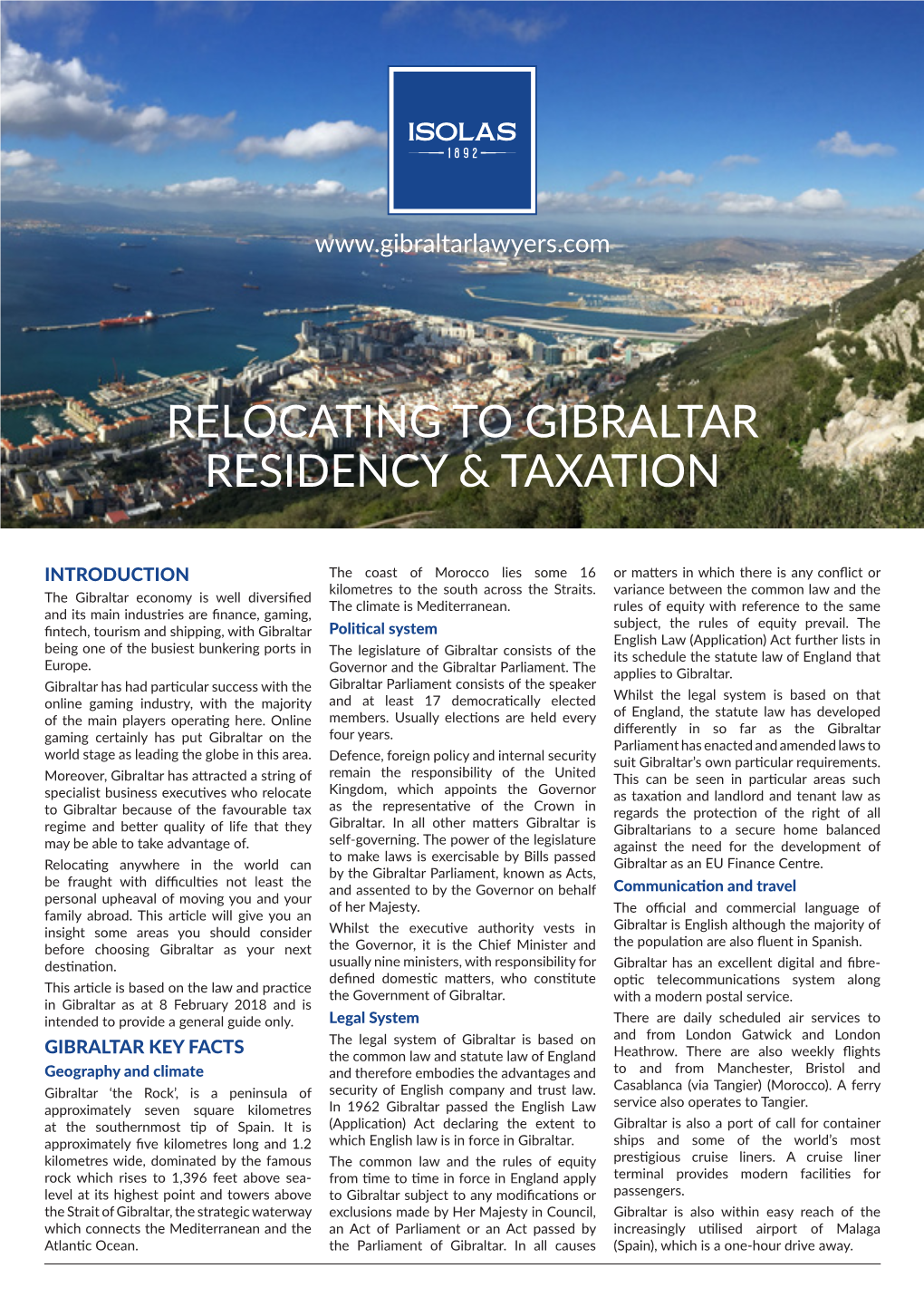 Relocating to Gibraltar Residency & Taxation