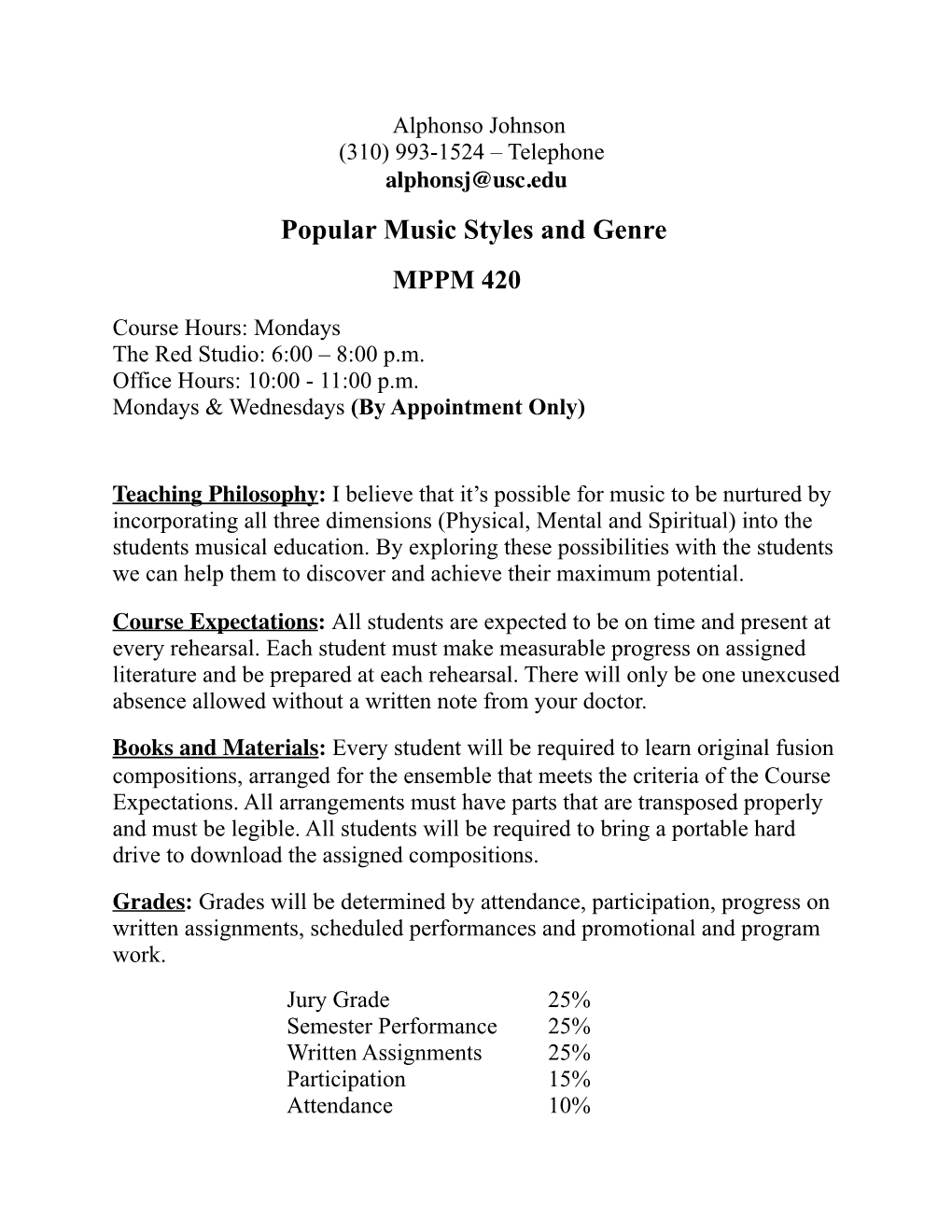 USC Fusion Ensemble Syllabus