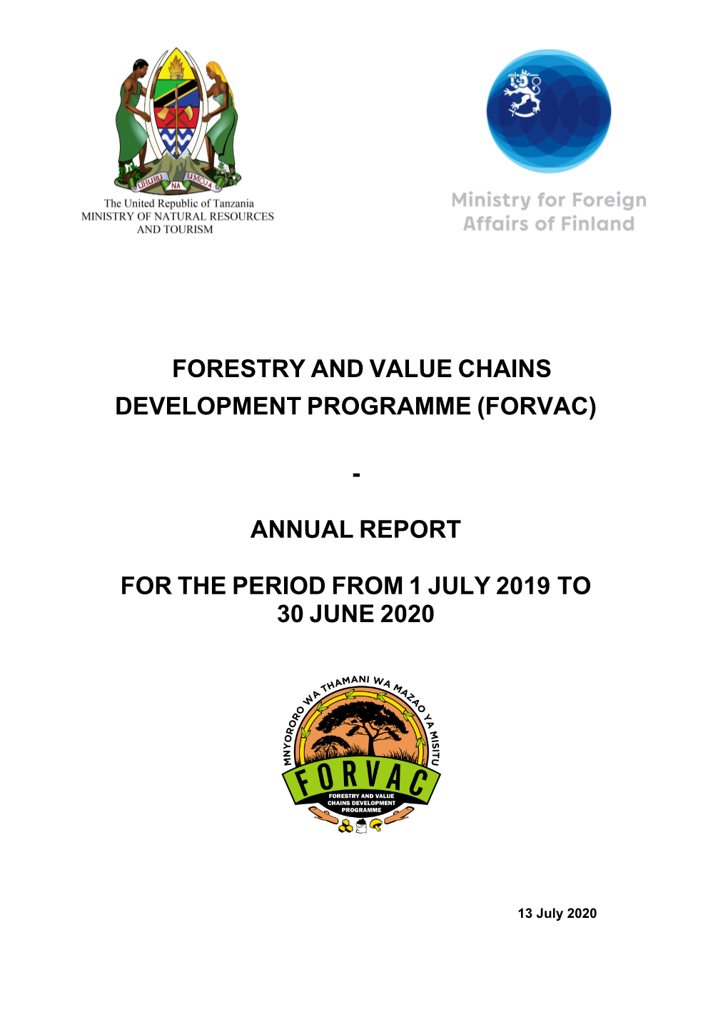 FORVAC Annual Report 2019-2020 This Paper Is the Annual Progress