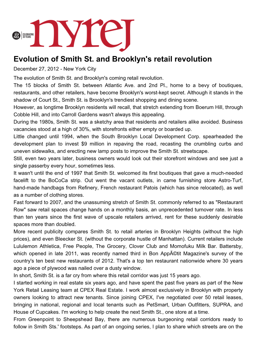 Evolution of Smith St. and Brooklyn's Retail Revolution December 27, 2012 - New York City the Evolution of Smith St