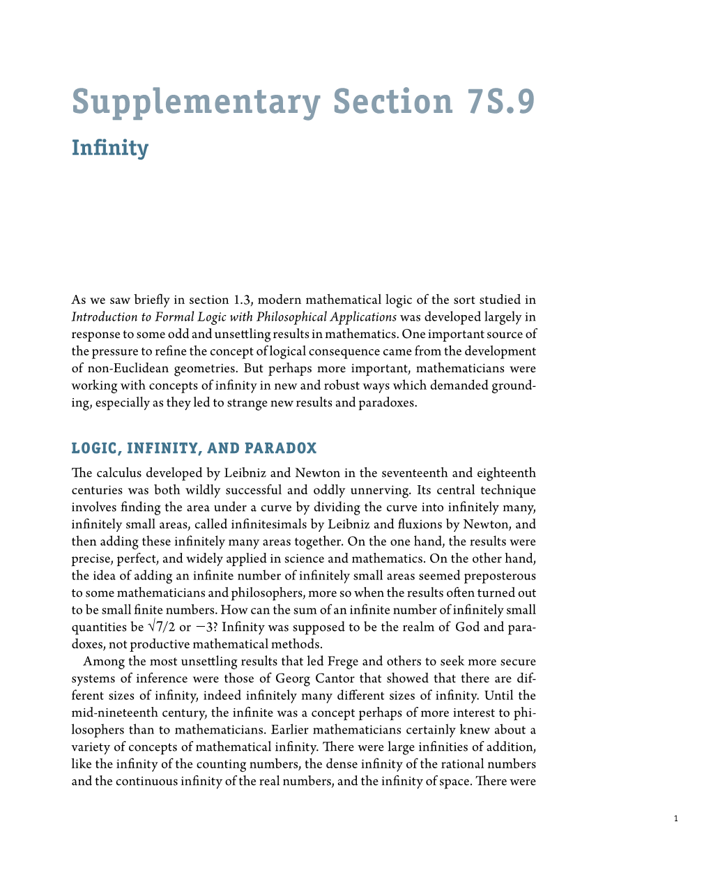 Supplementary Section 7S.9 Infinity