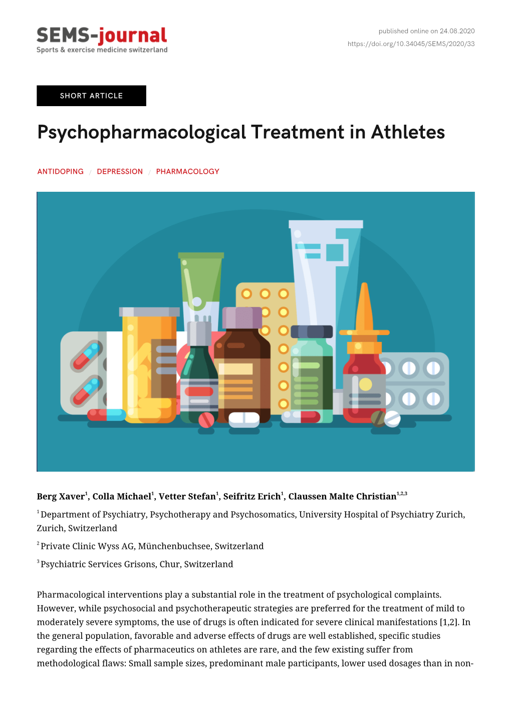 Psychopharmacological Treatment in Athletes