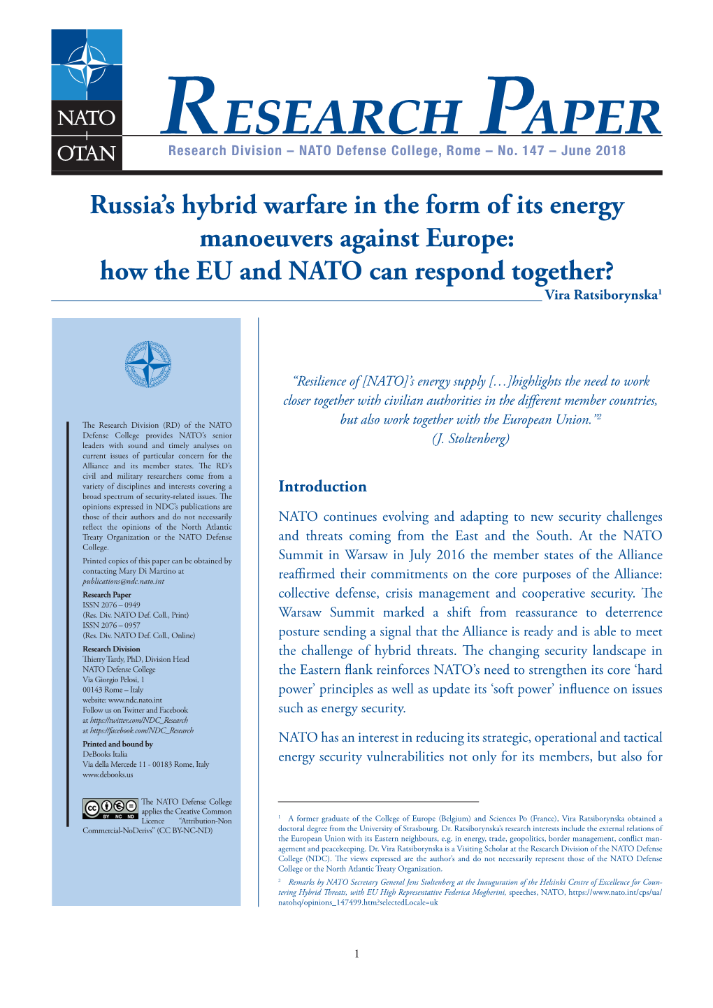 RESEARCH PAPER Research Division – NATO Defense College, Rome – No