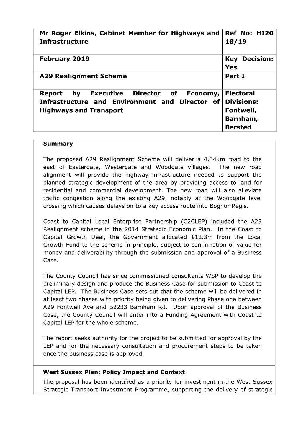 A29 Realignment Scheme Part I