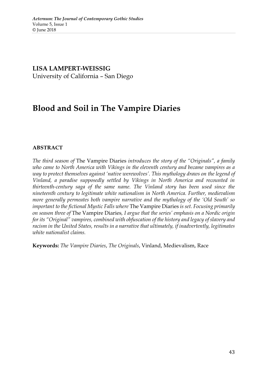 Blood and Soil in the Vampire Diaries