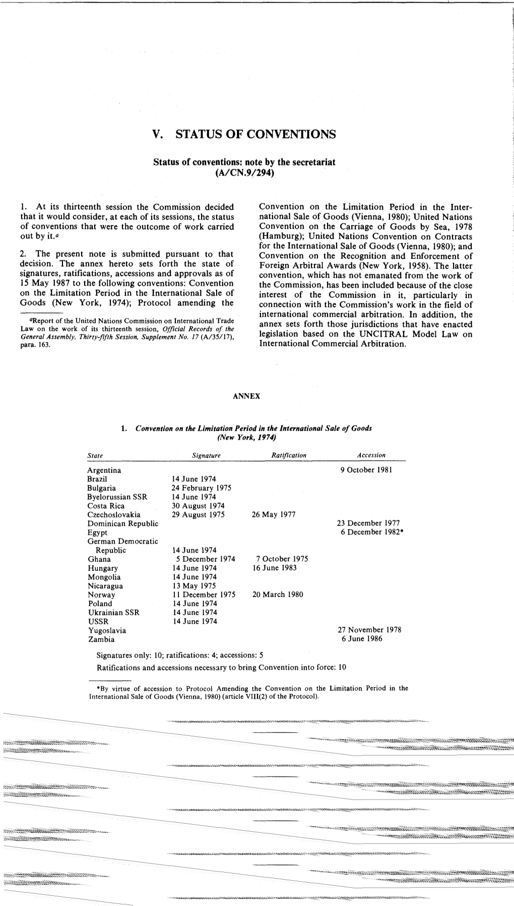 V. STATUS of CONVENTIONS I