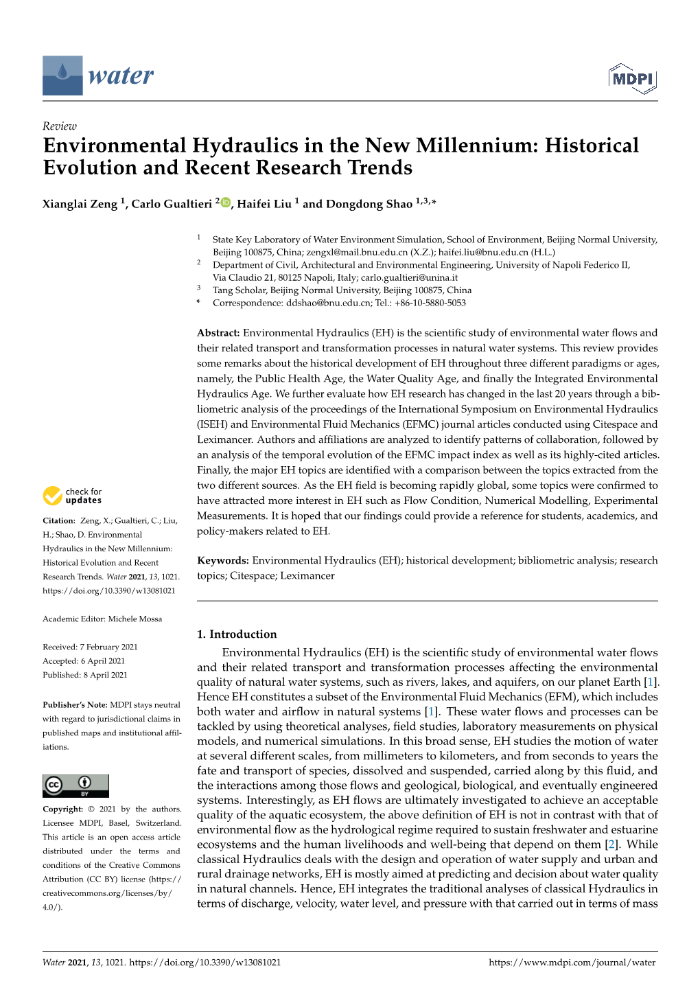 Environmental Hydraulics in the New Millennium: Historical Evolution and Recent Research Trends