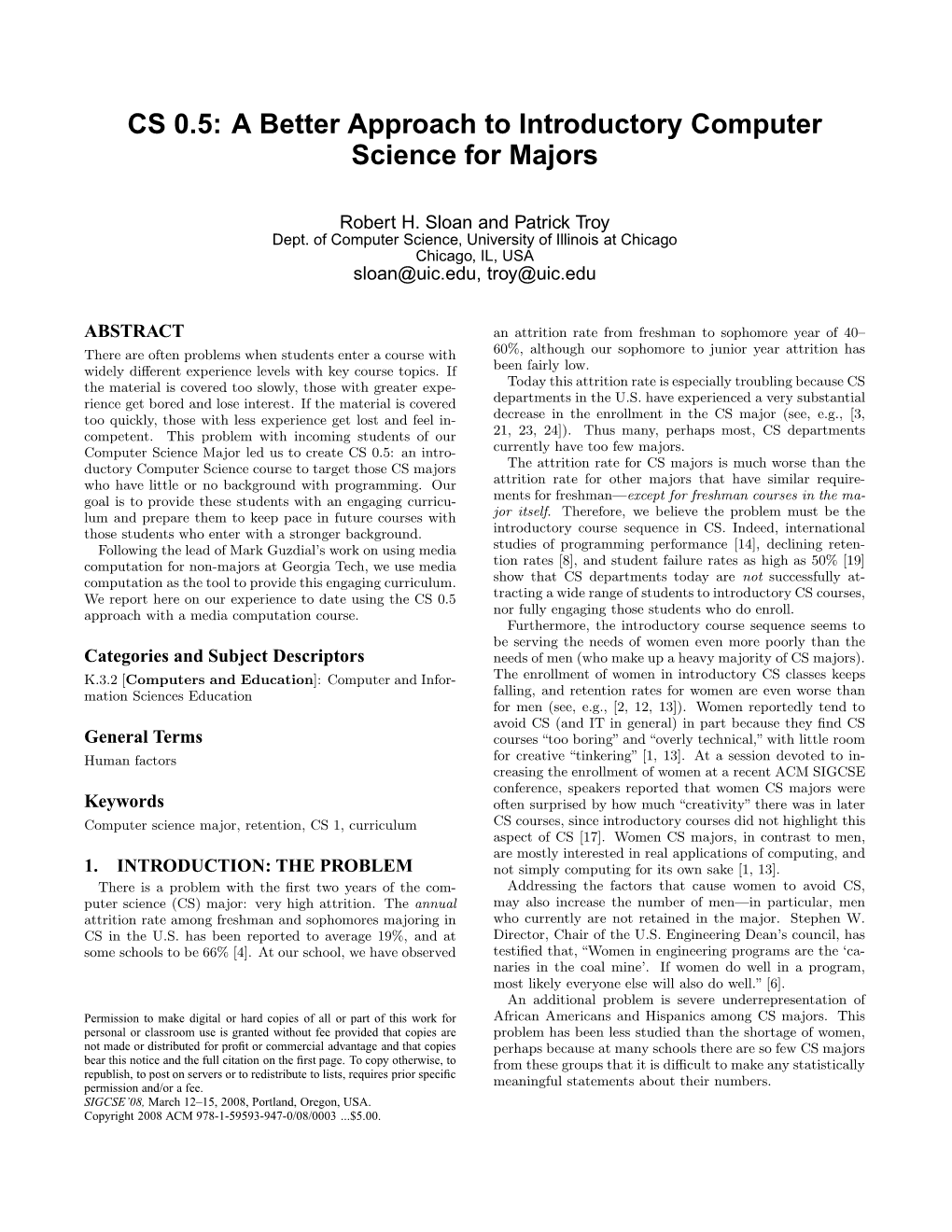 CS 0.5: a Better Approach to Introductory Computer Science for Majors