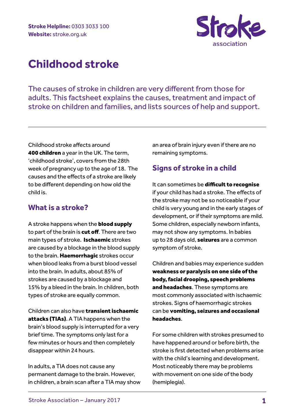 Childhood Stroke Guide