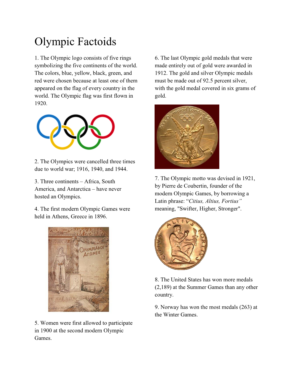 Olympic Factoids
