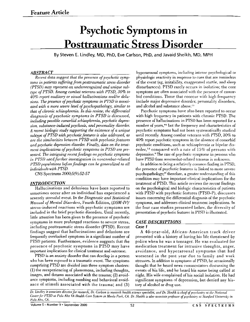 Psychotic Symptoms in Posttraumatic Stress Disorder by Steven E