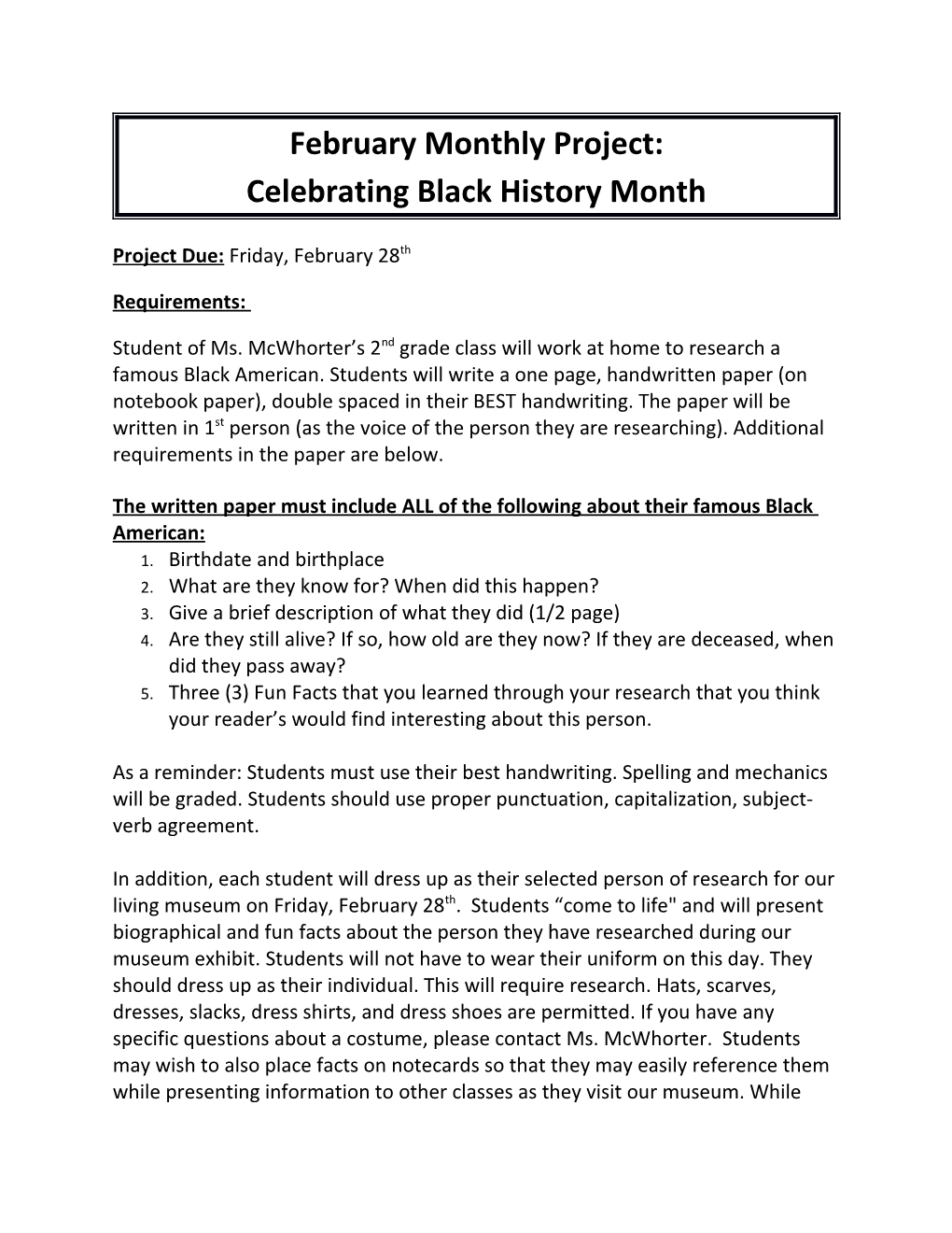 February Monthly Project: Celebrating Black History Month