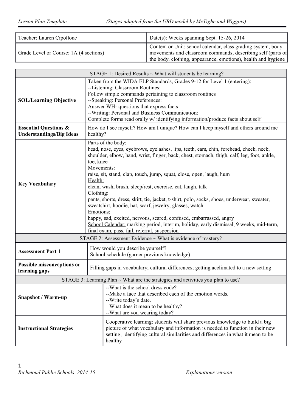 Richmond Public Schools 2014-15 Explanations Version