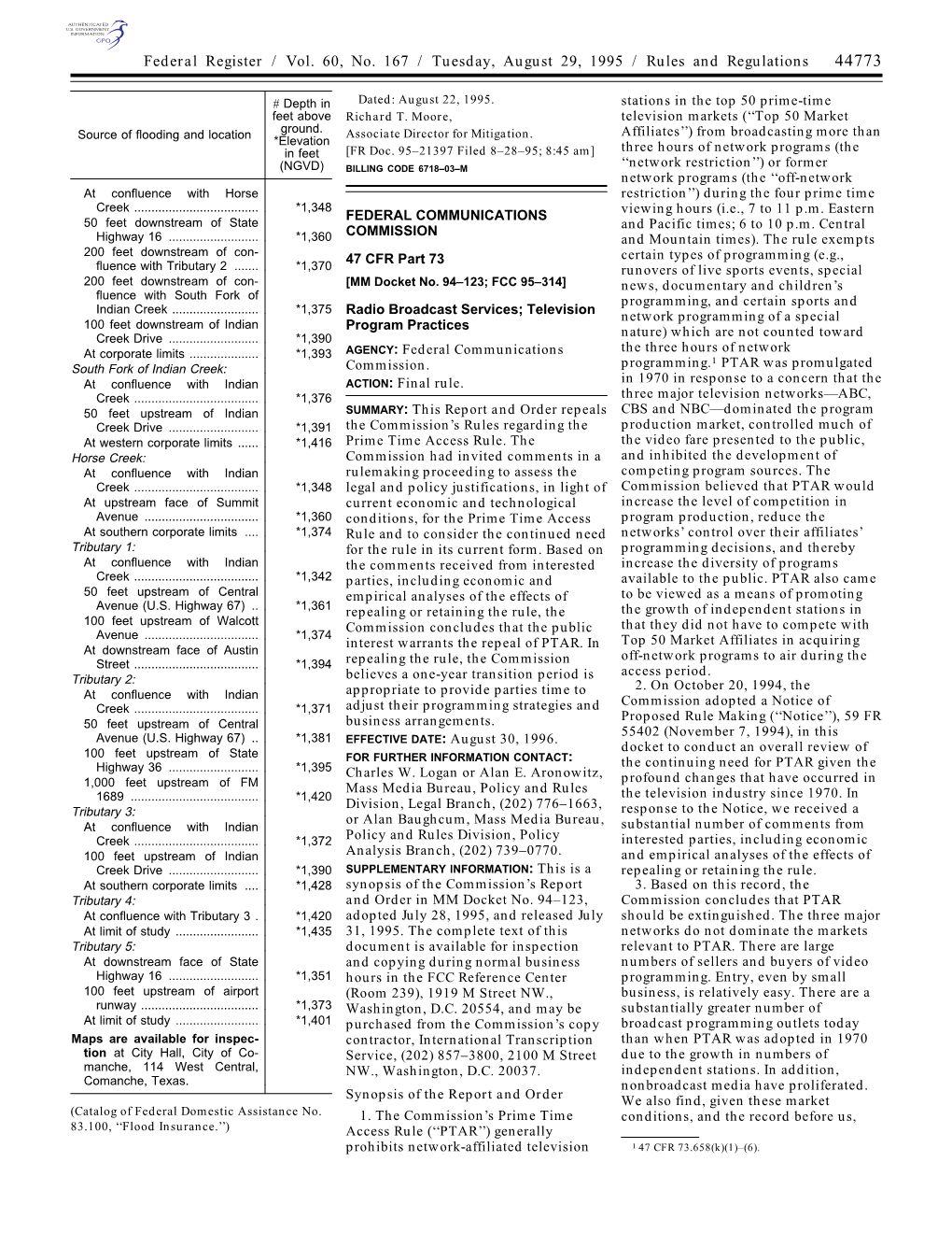 Federal Register / Vol. 60, No. 167 / Tuesday, August 29, 1995 / Rules and Regulations 44773