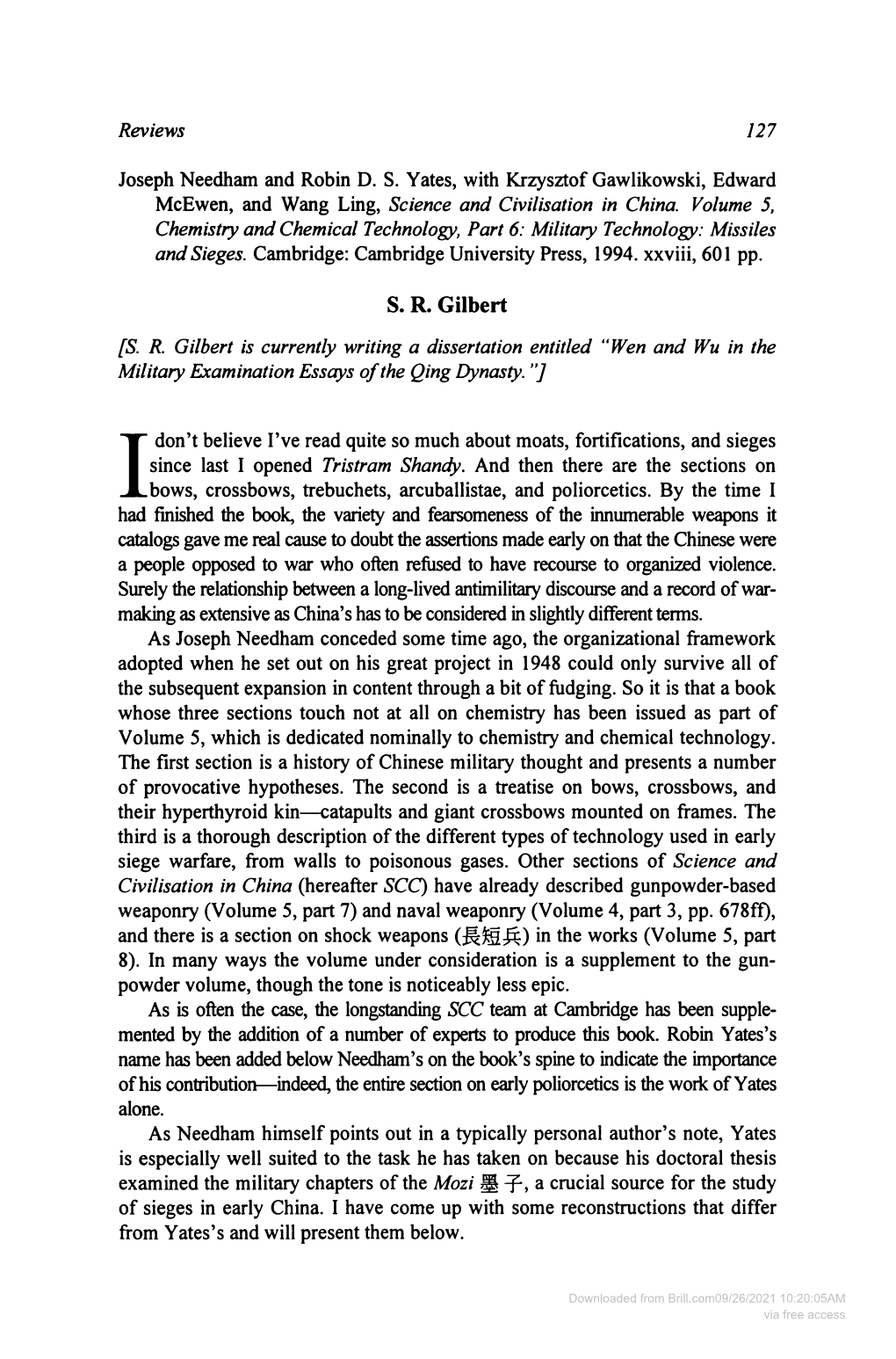 Downloaded from Brill.Com09/26/2021 10:20:05AM Via Free Access 128 Chinese Science I 5 (1998)