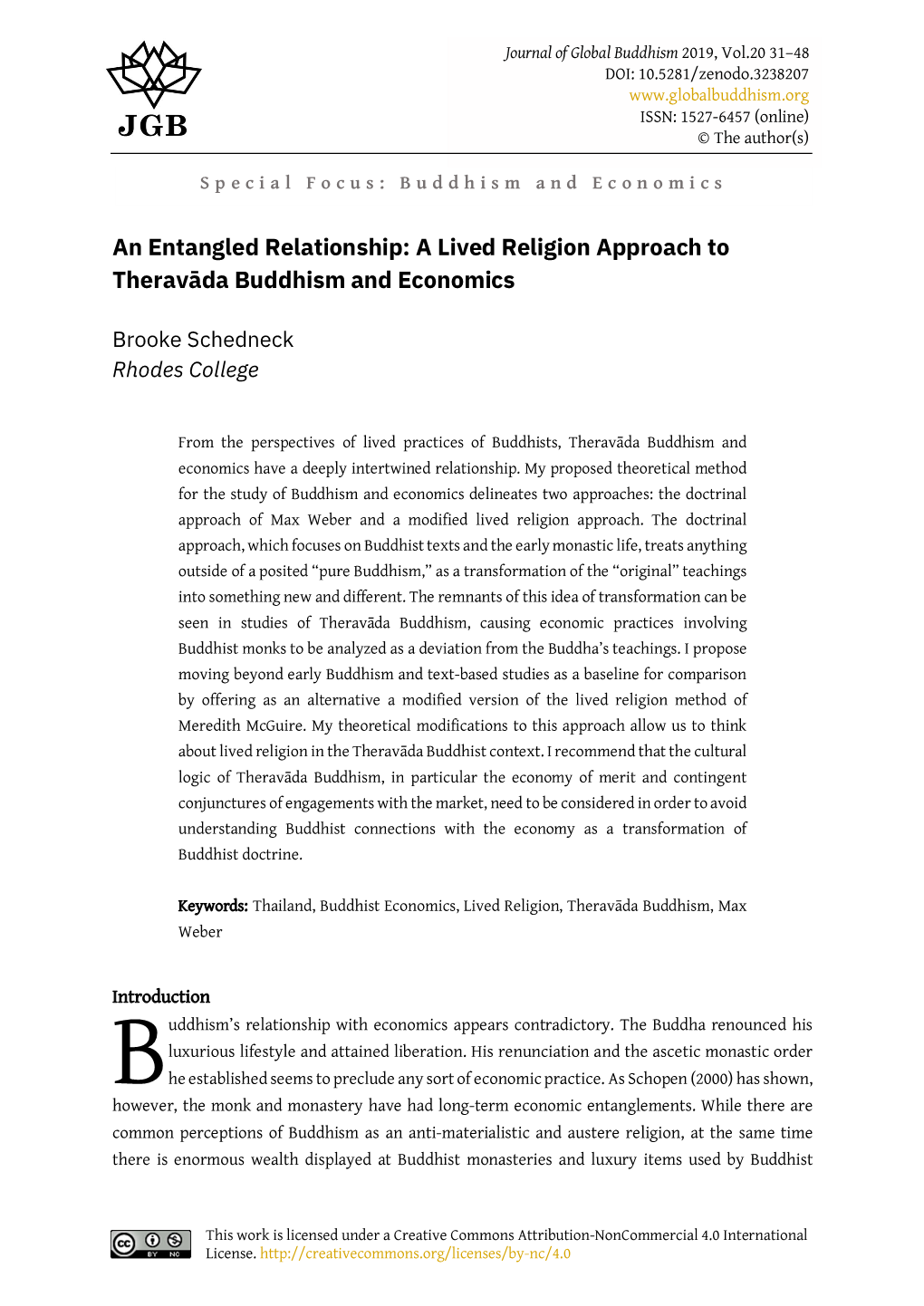 An Entangled Relationship: a Lived Religion Approach to Theravāda Buddhism and Economics