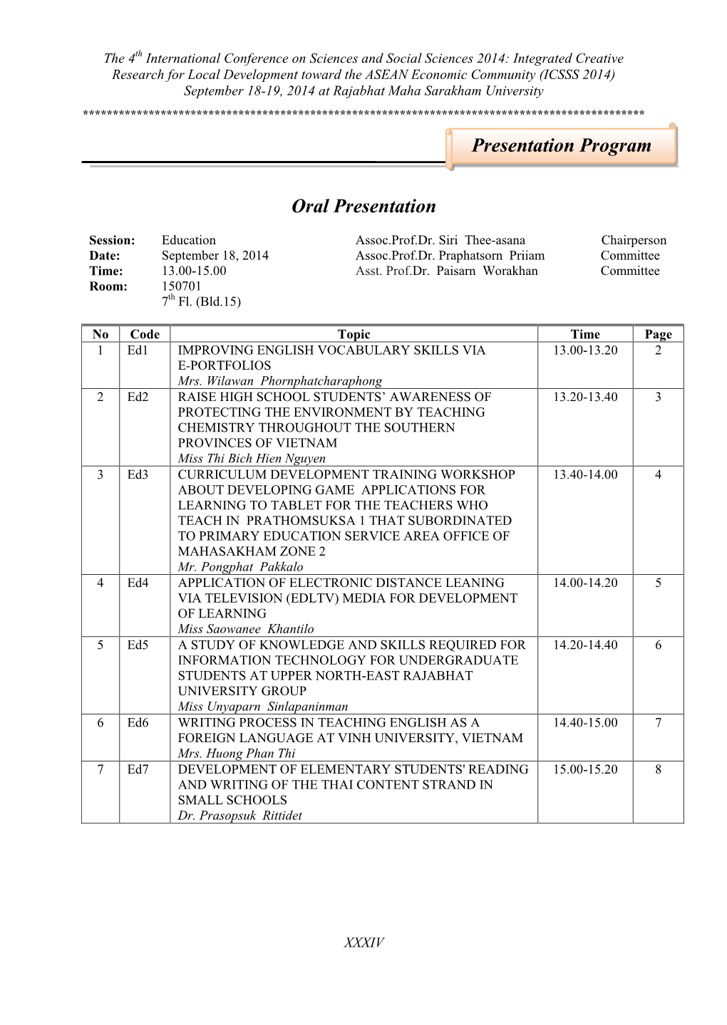 Presentation Program