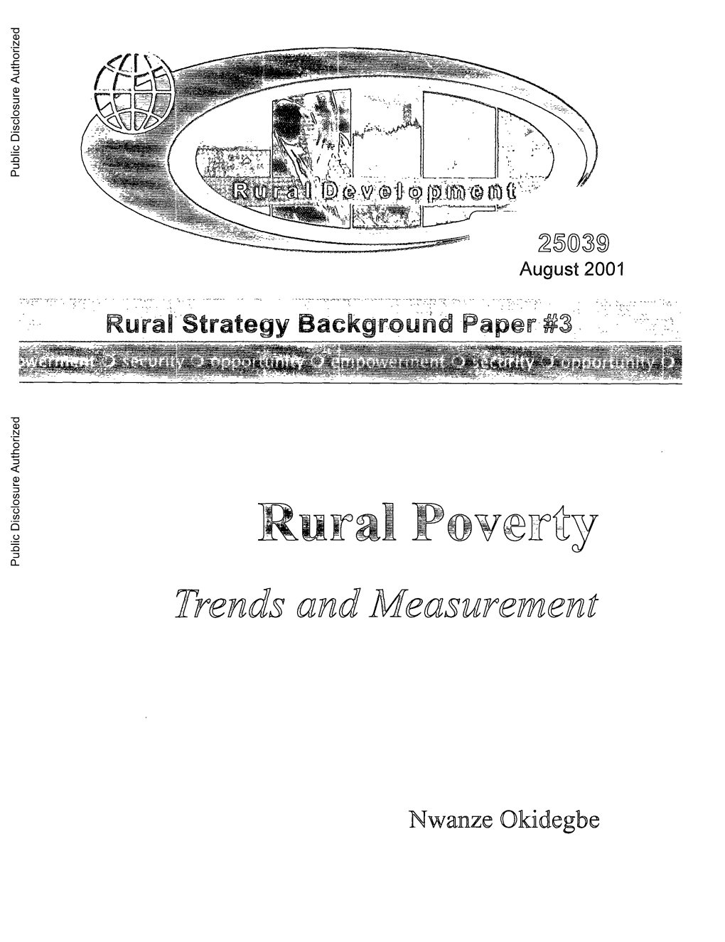 Rural Strategy Background Paper #3 Public Disclosure Authorized