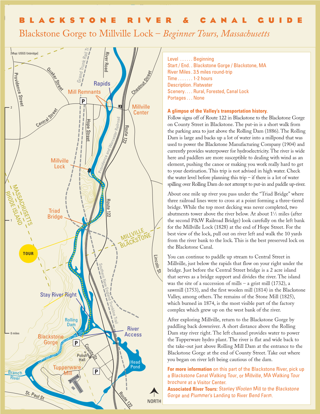 Blackstone Gorge to Millville Lock – Beginner Tours, Massachusetts
