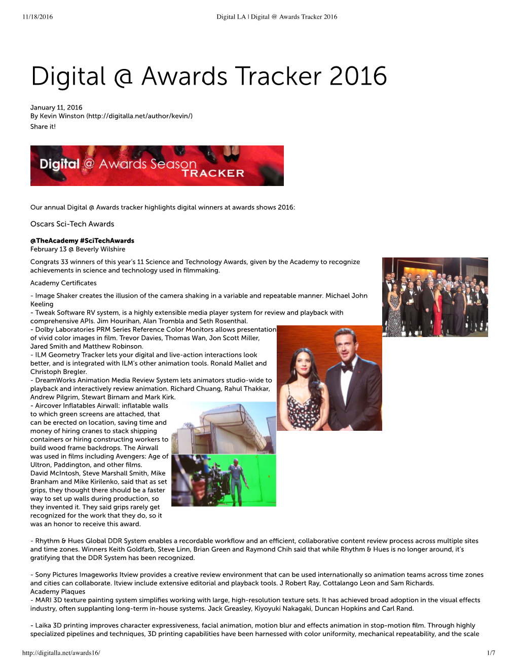 Digital @ Awards Tracker 2016