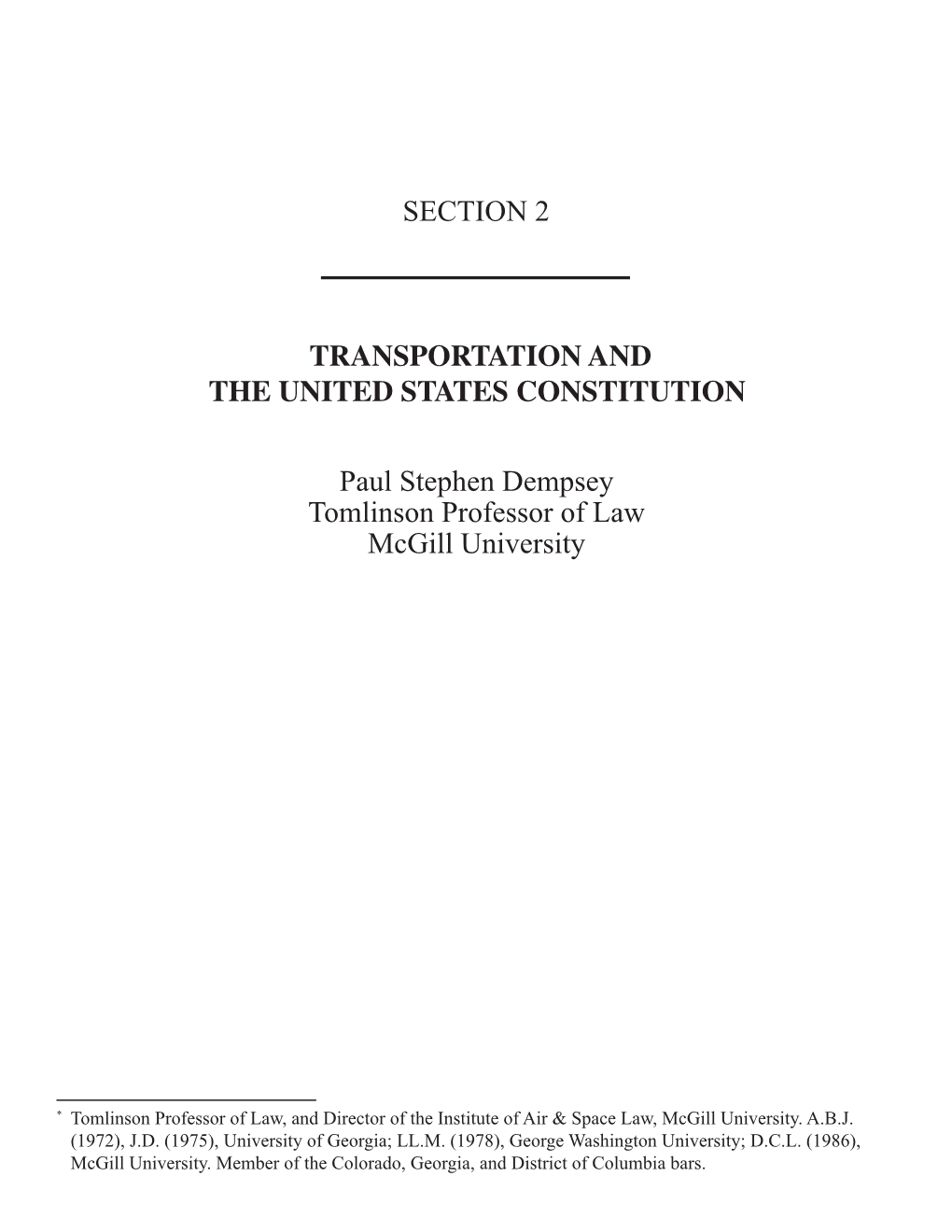 Transportation and the United States Constitution