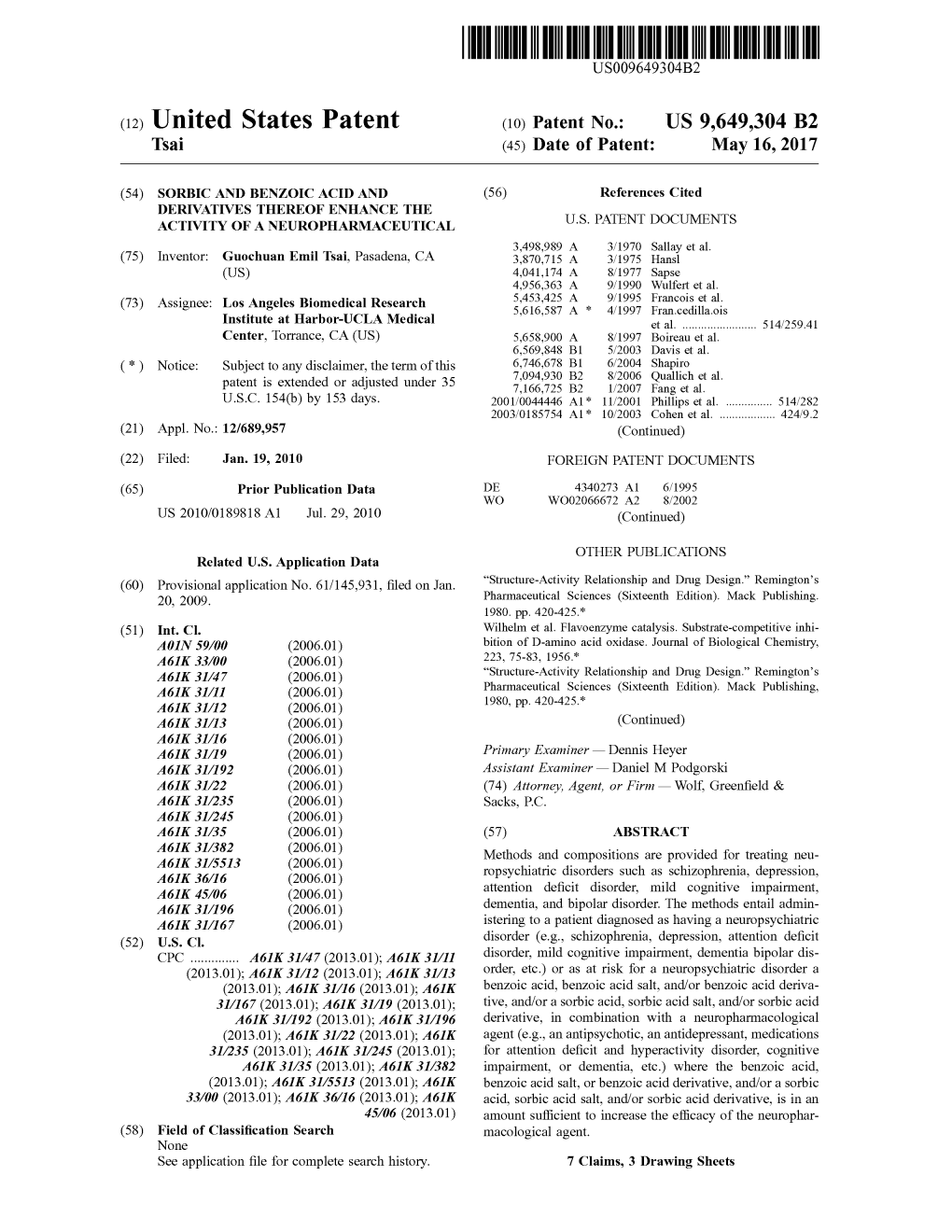 (12) United States Patent (10) Patent No.: US 9,649,304 B2 Tsai (45) Date of Patent: May 16, 2017