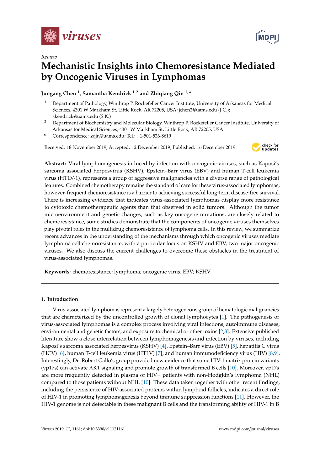 Mechanistic Insights Into Chemoresistance Mediated by Oncogenic Viruses in Lymphomas