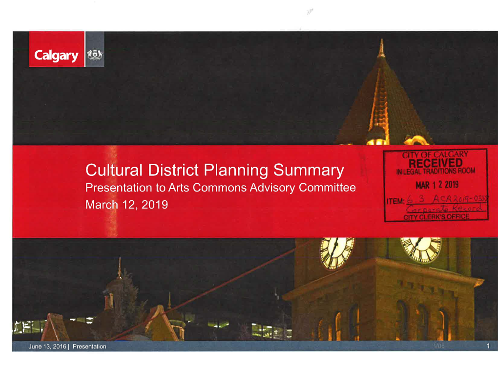 Cultural District Planning Summary