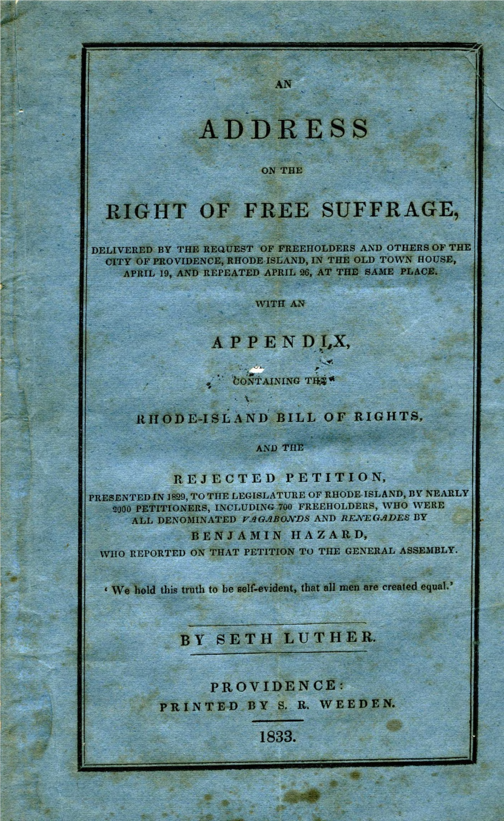 Address on the Right of Suffrage