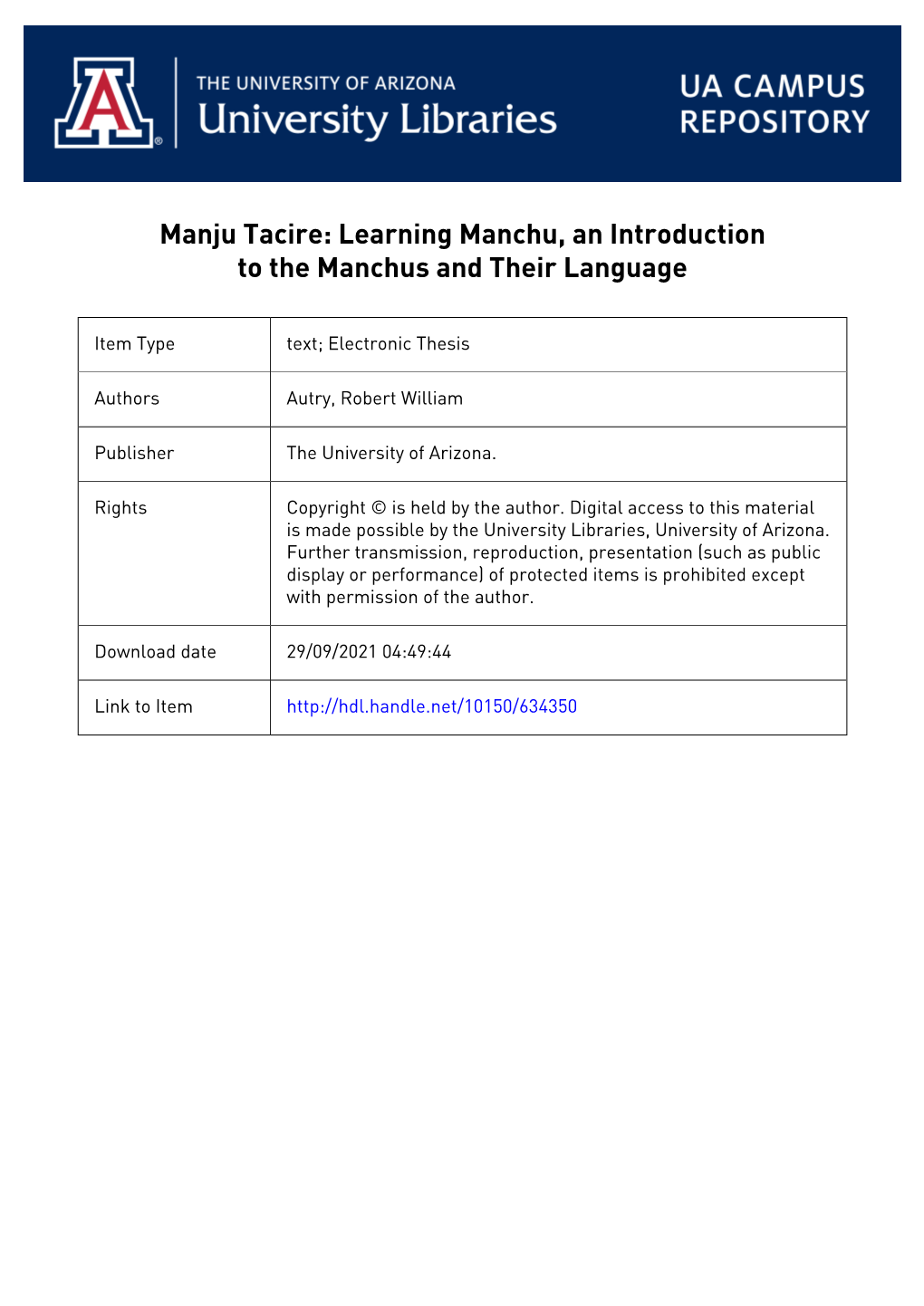 1 Manju Tacire: Learning Manchu, an Introduction To