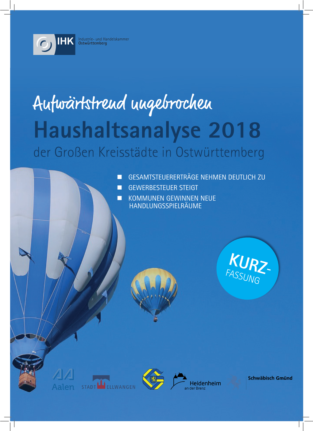 Haushaltsanalyse 2018 Der Großen Kreisstädte in Ostwürttemberg