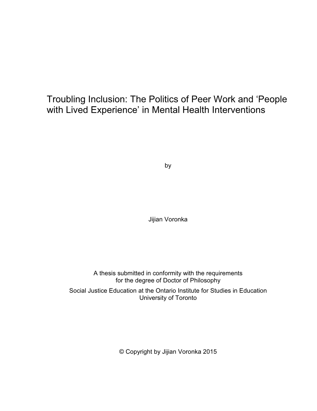 'People with Lived Experience' in Mental Health Interventions