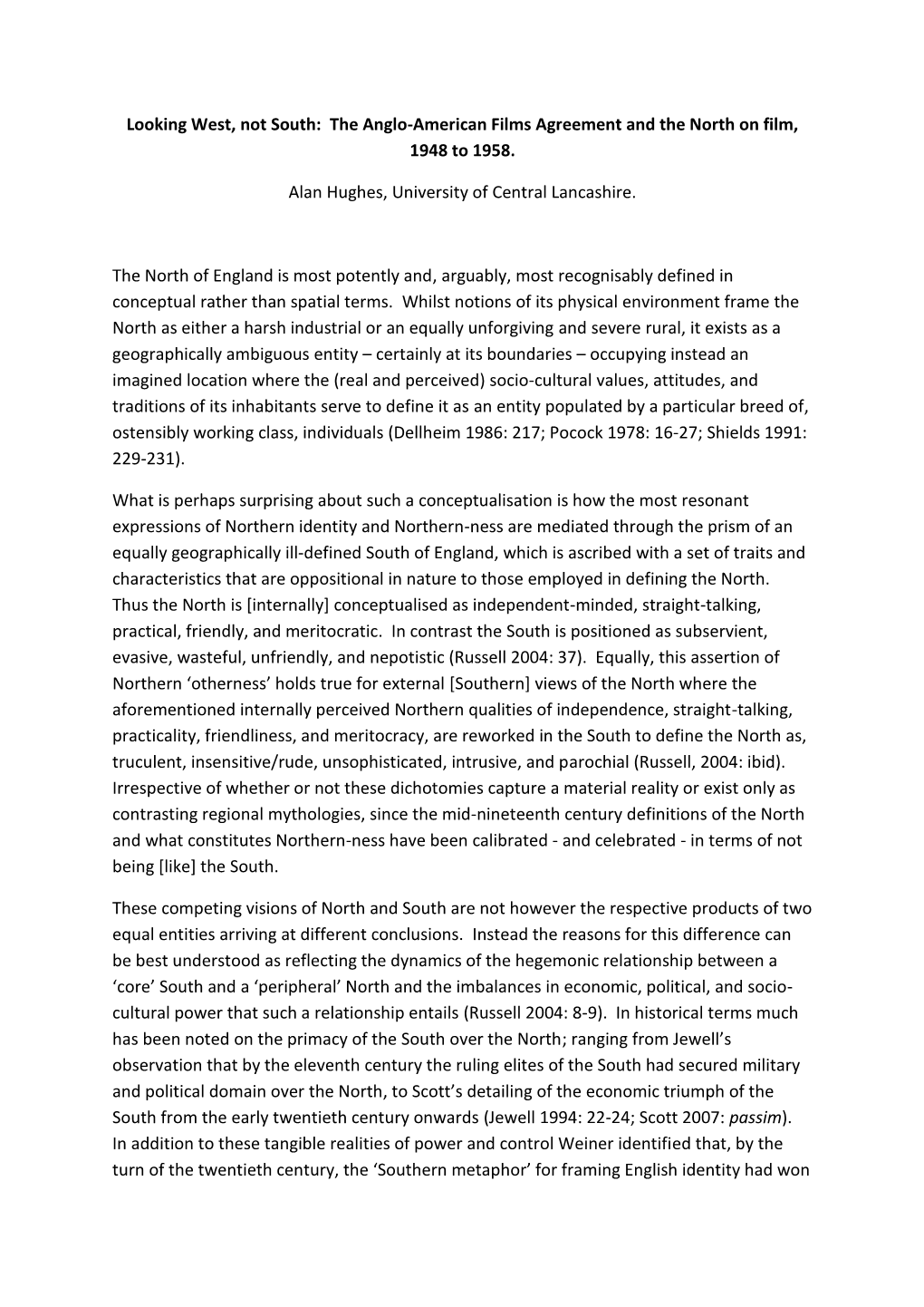 The Anglo-American Films Agreement and the North on Film, 1948 to 1958