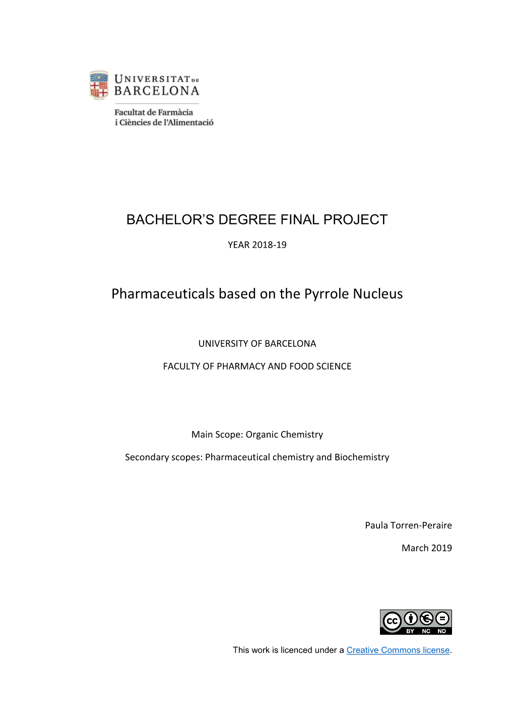 Pharmaceuticals Based on the Pyrrole Nucleus